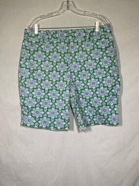 Lands' End Women's Green and Blue Floral Bermuda Shorts